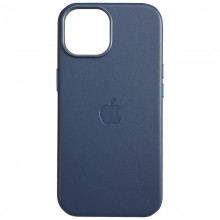 Кожаный чехол Leather Case (AAA) with MagSafe and Animation для Apple iPhone 15 Pro (6.1") Blue - купить на Floy.com.ua